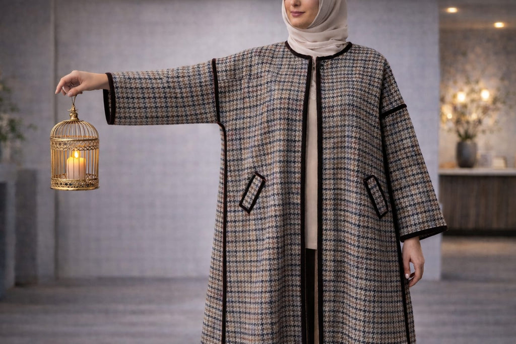 Kimono Oversized Pure Laine Pied-de-Poule – Galon Velours | Bordah