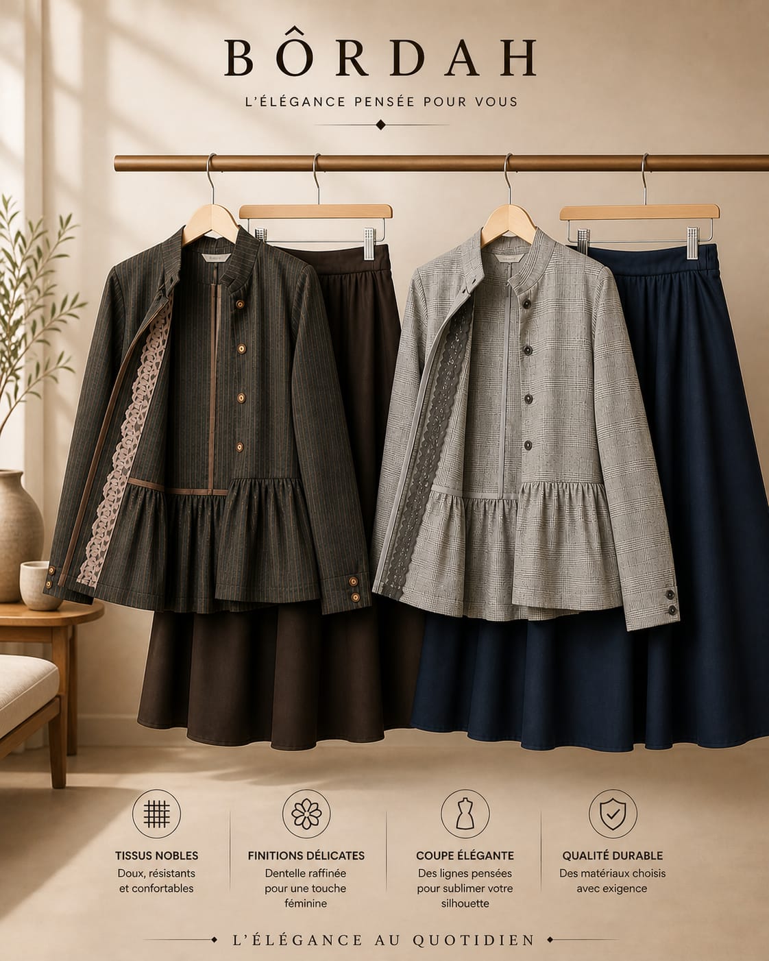 Ensemble élégant  – Jupe longue & veste structurée BORDAH