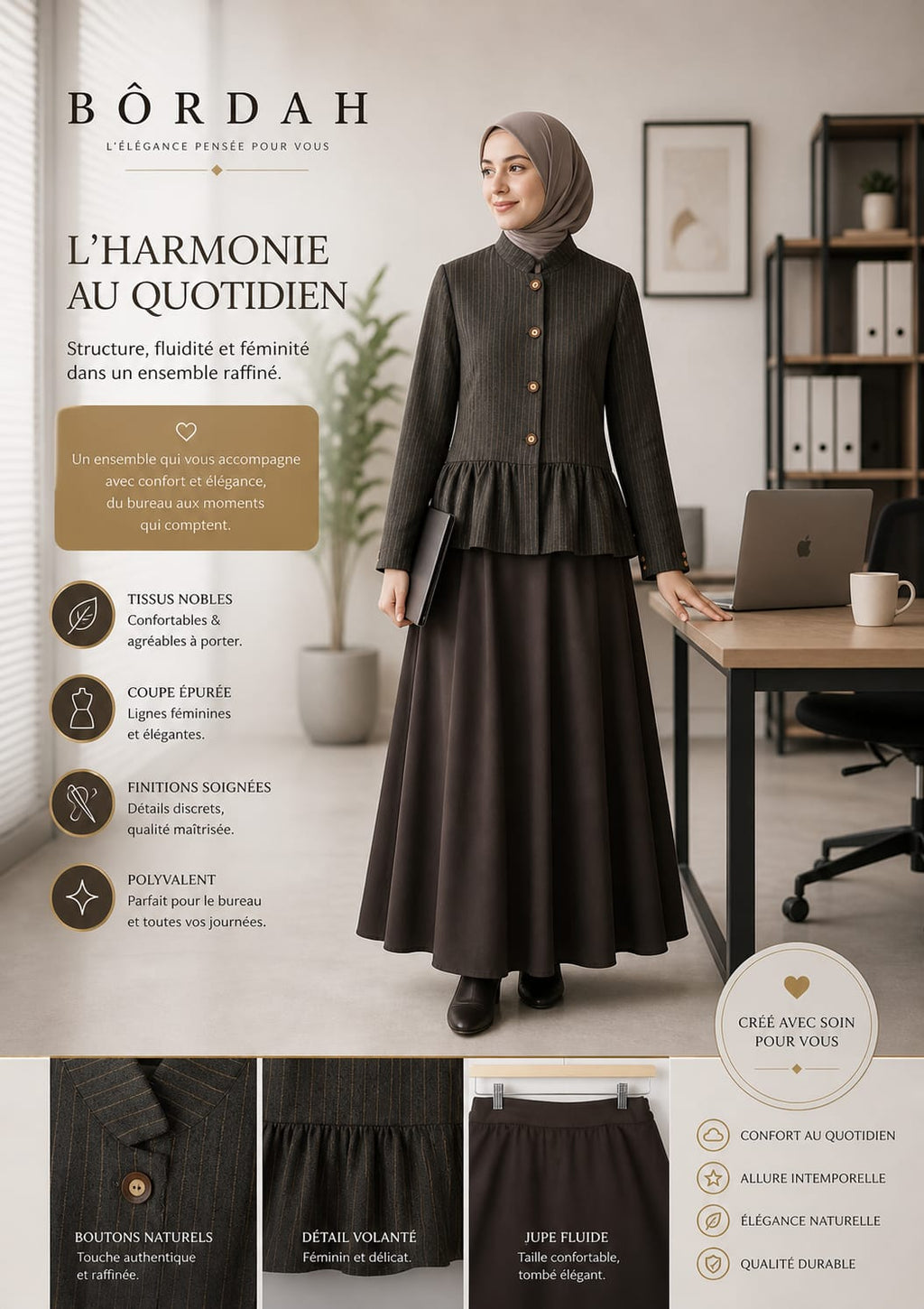 Ensemble élégant  – Jupe longue & veste structurée BORDAH