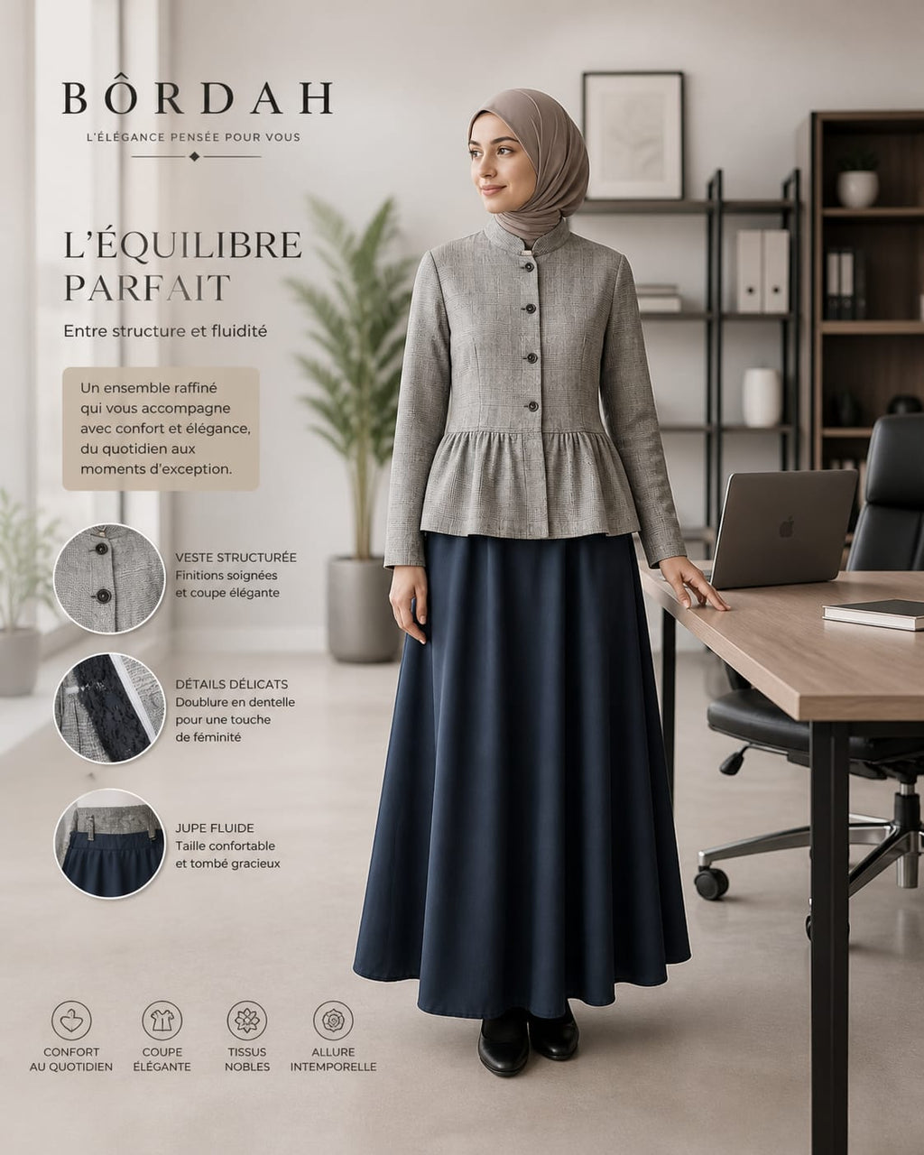 Ensemble élégant  – Jupe longue & veste structurée BORDAH