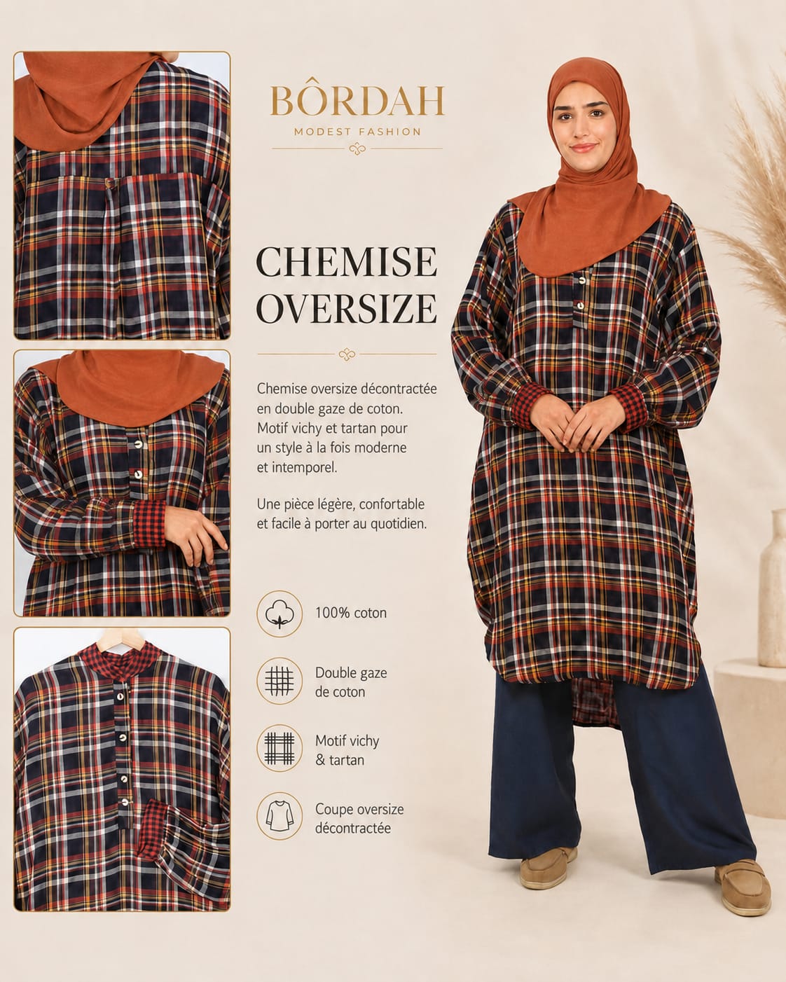 Chemise-Robe à carreaux