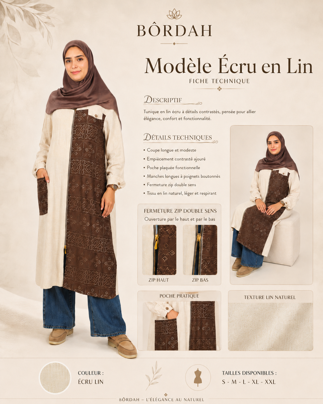 Tunique Dentelle lin-Écru