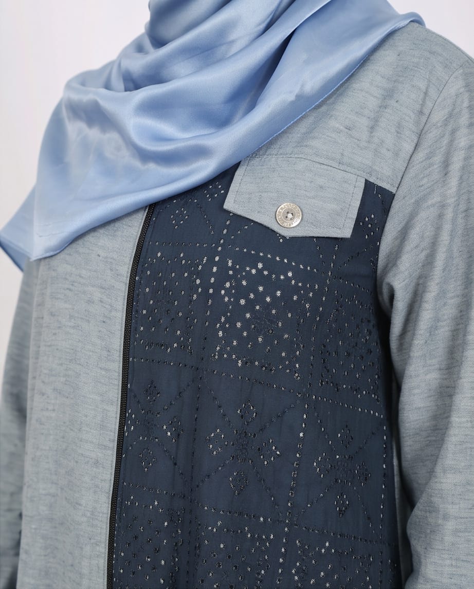 Tunique Dentelle bleue  jean-coton